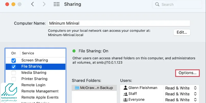 انتقال فایل از mac به کامپیوتر